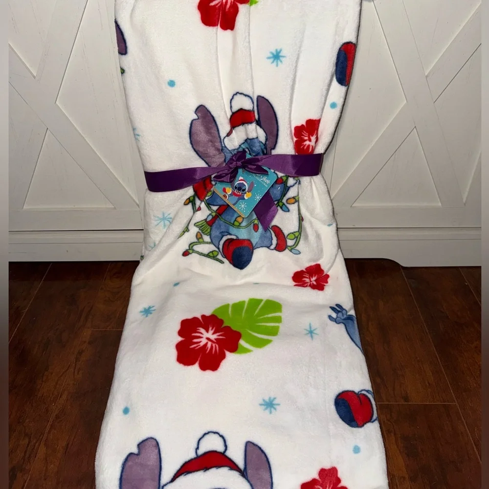 Disney Christmas Stitch Plush Throw Blanket
